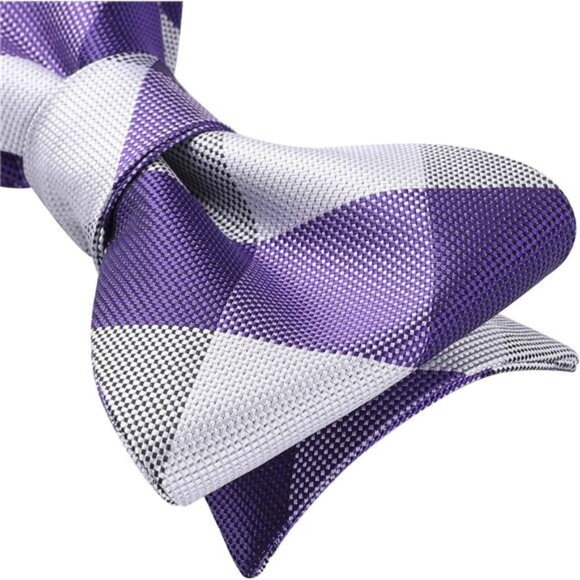 Bow Ties for Men F-07 Purple / White - Picture 4 of 5